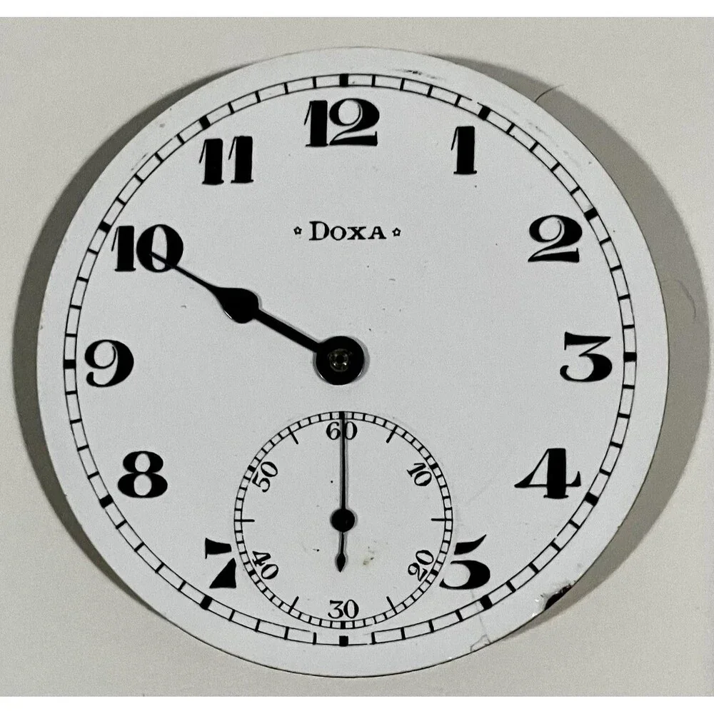 Vintage DOXA Pocket Watch White Enamel Dial Manual Wind Swiss Open Face